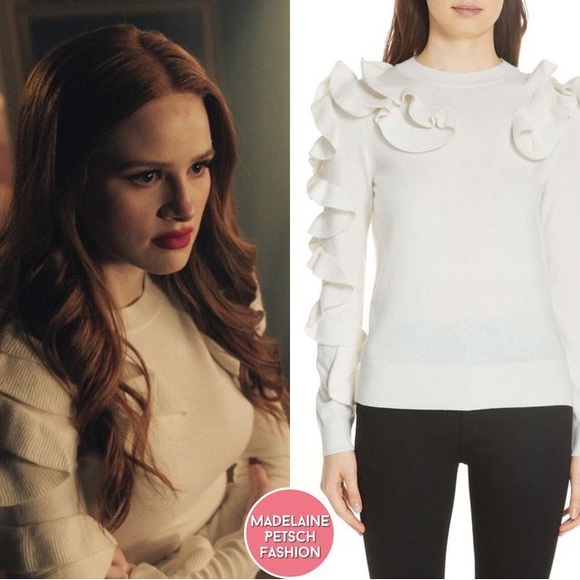 Ted Baker 🎀 | Pallege Frill Sleeve and Shoulder Jumper - Ivory - Picture 3 of 12